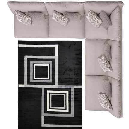 Room and Decor Jersey 7x10 Area Rug - Black Grey Contemporary Design
