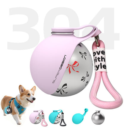 Peekaboo Studio Portable Stainless Steel Dog Water Bottle & Bowl
