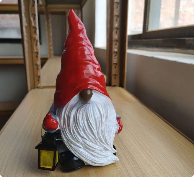 Peekaboo Studio Christmas Solar Lantern Garden Resin Statue, Weather-R