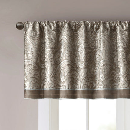 Room and Decor Jacquard Window Valance, Blue Brown, 50x18", Elegant De