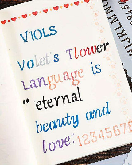 8-Piece Versatile Wave Letter Stencil Set for Creative DIY Crafts with Lace Design and Color Guide