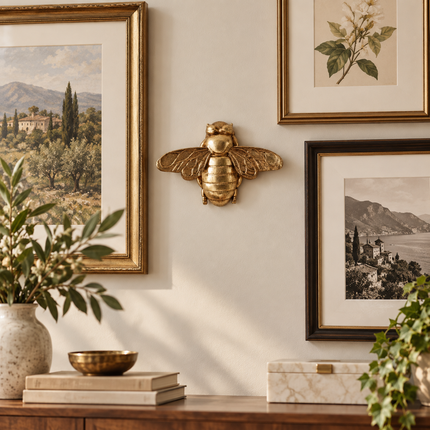 3D Handcrafted Golden Bee Wall Sculpture – Resin Wall Art