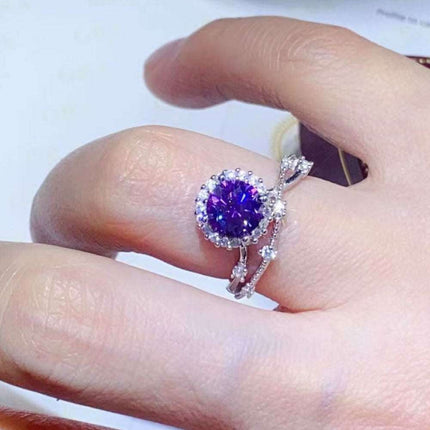 Elegant 1 Carat Lab Grown Moissanite & Zircon Silver Ring - A Luxurious Statement Piece