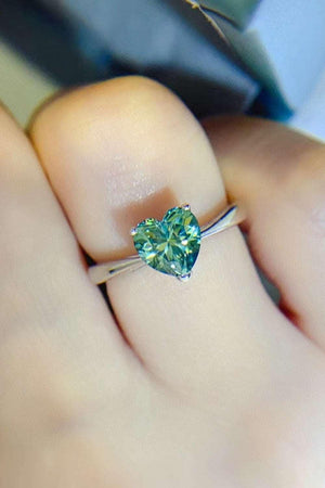 1 Carat Moissanite Heart 925 Sterling Silver Ring-Trendsi-Mid Green-4.5-Très Elite