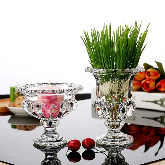 European Style Crystal Glass Thickened Flanged Table Vase Living Room Decor