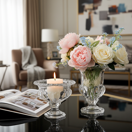 European Style Crystal Glass Thickened Flanged Table Vase Living Room Decor