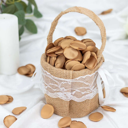 AliKopy 400-Pack Gold Matte Silk Rose Petals - Life-Like Round Confett