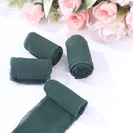 AliKopy 2-Pack 6 Yards Hunter Emerald Green Silk-Like Chiffon Ribbon,