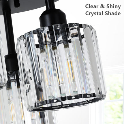 Room & Decor Black Crystal Semi Flush Mount Ceiling Light, 3 Lights