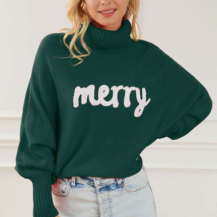 Festive Cozy Knit Turtleneck Sweater