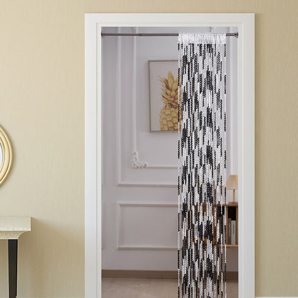 Peekaboo Studio Silver Silk Tassel Door Curtain - Punch-Free, Elegant