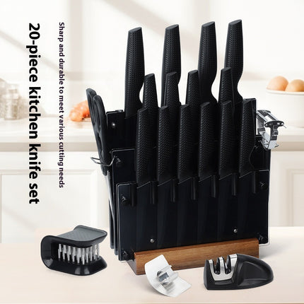 20 Piece Knife Set With Black Blades 3Cr13 Stainless Steel Travel Gift