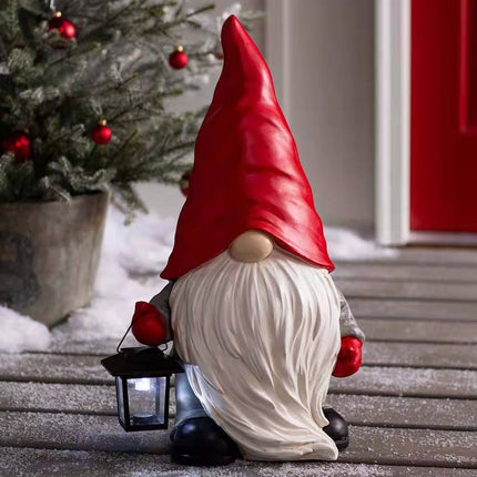 Peekaboo Studio Christmas Solar Lantern Garden Resin Statue, Weather-R