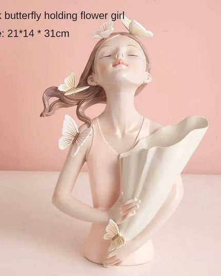 Nordic Elegance Butterfly Maiden Resin Vase - Chic Decorative Accent for Your Home