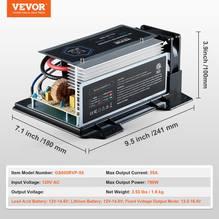 VEVOR 55 Amp RV Converter Replacement Unit - Main Board Assembly