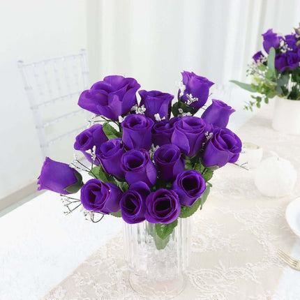 AliKopy 12 Premium Silk Purple Rose Bud Bouquets - Realistic & Durable