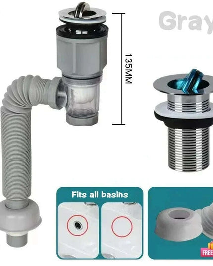 Versatile Tool-Free Sink Drainage Kit with Clog-Resistant Features for Kitchen and Bathroom