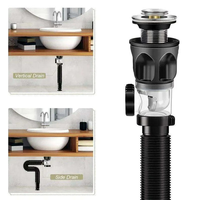 Versatile Tool-Free Sink Drainage Kit with Clog-Resistant Features for Kitchen and Bathroom