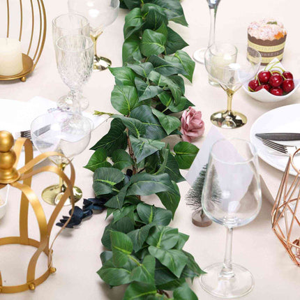 AliKopy 5ft Green Real Touch Poplar Leaf Garland - Flexible & Lifelike