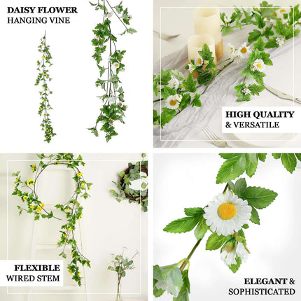 AliKopy 5.5ft Yellow Artificial Daisy Magnolia Leaf Garland - Durable,