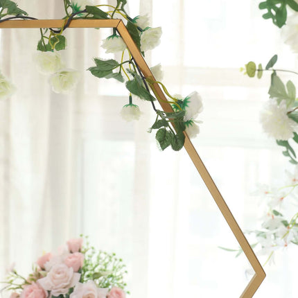 AliKopy Gold Hexagon Wedding Arch - Self-Standing Geometric Centerpiec