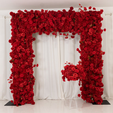AliKopy 8ftx8ft Roll Up Flower Backdrop - Red Silk Roses & Hydrangeas