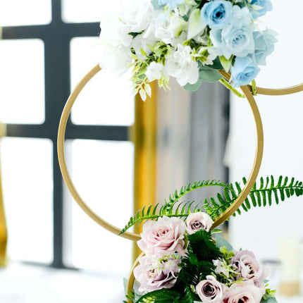 AliKopy 3ft Gold Metal Hoop Flower Stand - 4-Tier Wreath Centerpiece