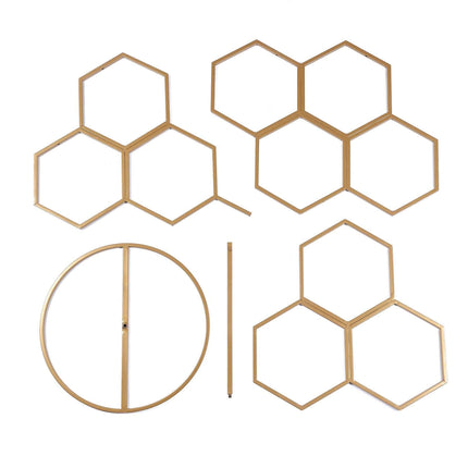 AliKopy 6ft Gold Metal Honeycomb Backdrop Stand & Balloon Arch Display
