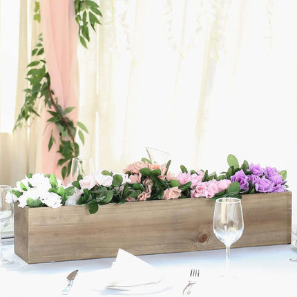 AliKopy Natural Wood Rectangular Planter Box 30"x6" with Removable Lin