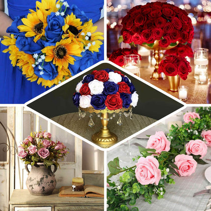 AliKopy 17" Royal Blue Silk Jumbo Rose Bouquet - Premium Quality, Wedd