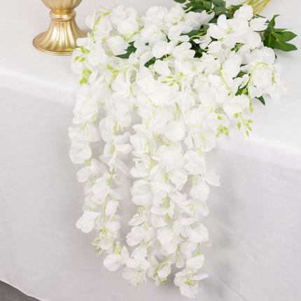 AliKopy 5 Pack 44" White Silk Wisteria Flower Garland - Lifelike & Ver