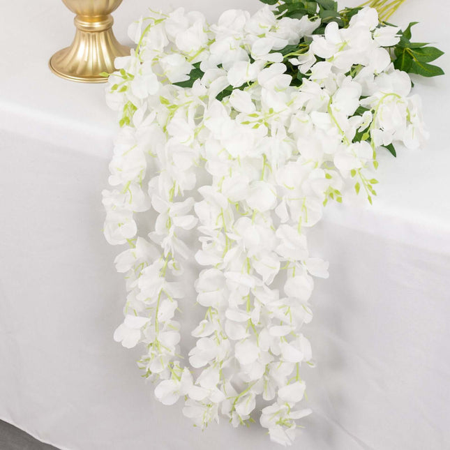 AliKopy 5 Pack 44" White Silk Wisteria Flower Garland - Lifelike & Ver