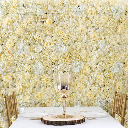 AliKopy 13 Sq Ft White Champagne UV Protected Flower Wall Mat - 4 Pane