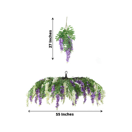 AliKopy 55" Cream Purple Silk Wisteria Vine Canopy with Interchangeabl