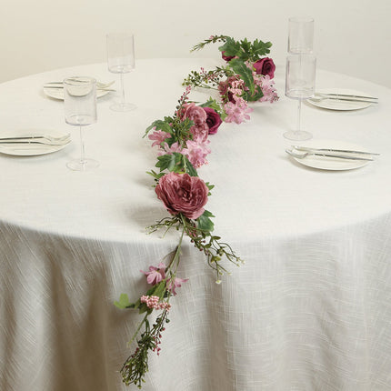 AliKopy 6ft Dusty Rose Silk Peony Garland with Mixed Greenery, Artific
