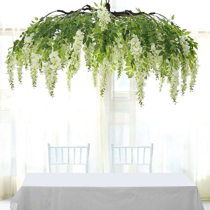 AliKopy 55" Cream Silk Wisteria Vine Chandelier - Interchangeable Bran