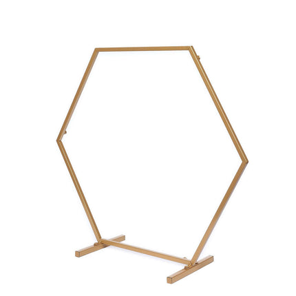 AliKopy Hexagon Wedding Arch Centerpiece - 21" Self-Standing Gold Stan