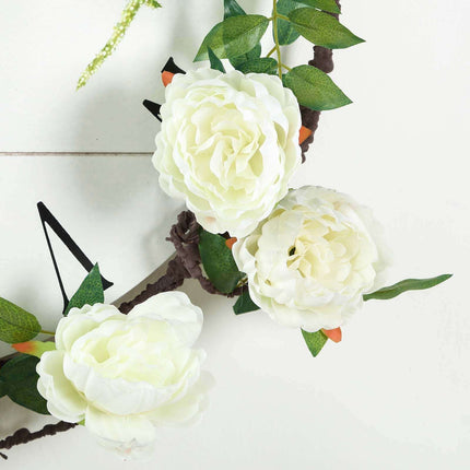 AliKopy 6ft Cream Artificial Silk Peony Garland - Faux Vine, Durable &