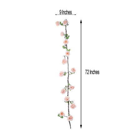 AliKopy 6ft Blush Silk Rose Hanging Garland Vine, Realistic & Durable