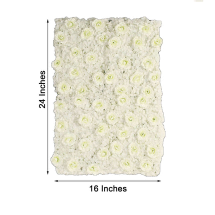 AliKopy 11 Sq Ft Cream 3D Silk Rose & Hydrangea Wall Mat - 4 Panels