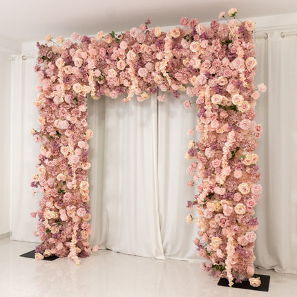 AliKopy 8ftx8ft Dusty Rose Flower Backdrop - Silk Roses & Hydrangeas