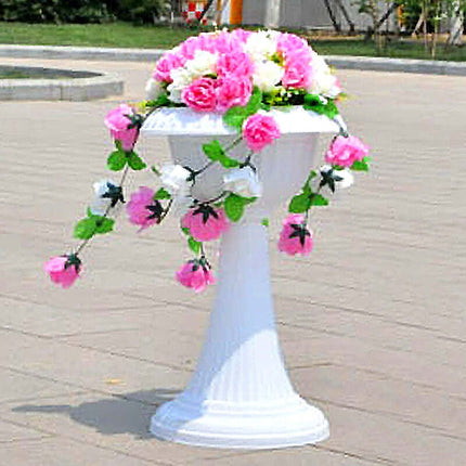 AliKopy 4 Pack 22" Tall White PVC Pedestal Plant Stands - Italian Desi