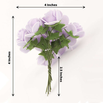 AliKopy 48 Lavender Lilac Real Touch Foam Roses with Stems for Crafts