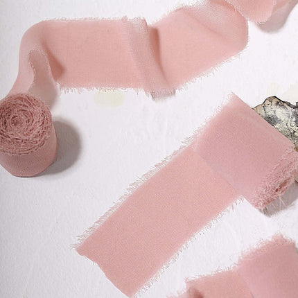 AliKopy 2 Pack Dusty Rose Silk-Like Chiffon Ribbon Roll - 6yd Each, Id
