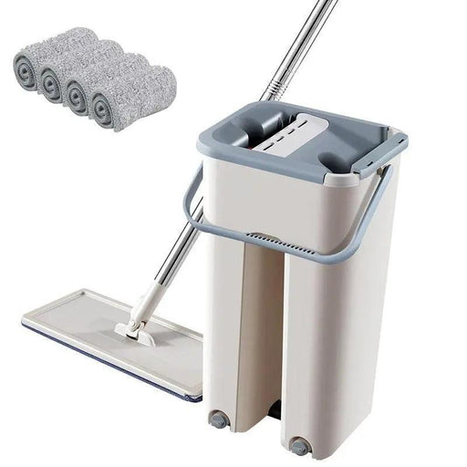 Easy-Cleaning Self-Wringing Microfiber Mop with Sturdy Plastic Basket and Extendable Handle