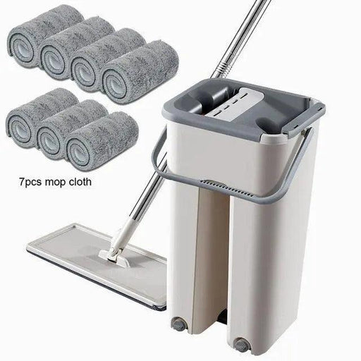 Self-Wringing Microfiber Mop Set with Durable Plastic Basin and Telescopic Handle for Effortless Cleaning