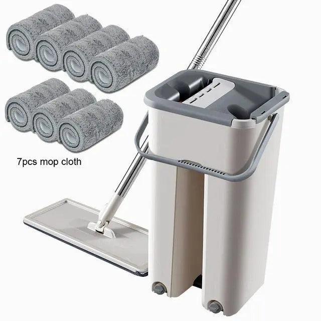 Self-Wringing Microfiber Mop Set with Durable Plastic Basin and Telescopic Handle for Effortless Cleaning