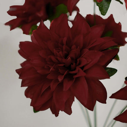 AliKopy 2 Bouquets 20" Burgundy Silk Dahlia Flower Spray Bushes - Real