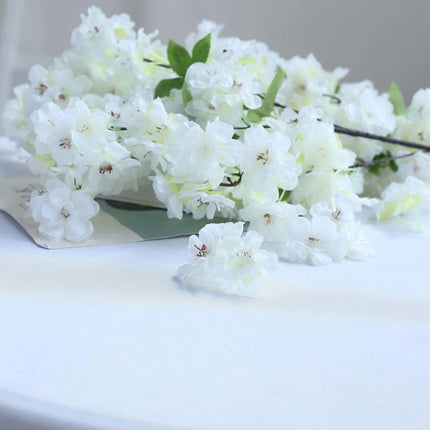 AliKopy 40" Tall White Silk Cherry Blossom Flowers - 4 Bushes, Realist