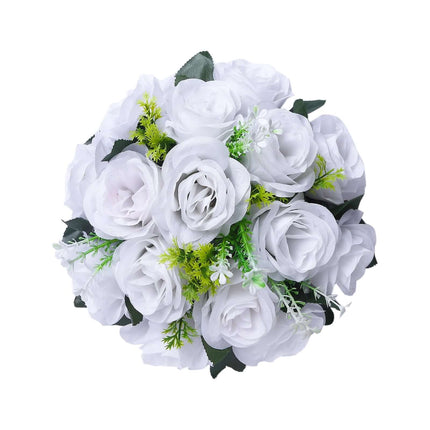 AliKopy 2 Pack White Silk 15-Head Rose Flower Balls - 10" Centerpieces